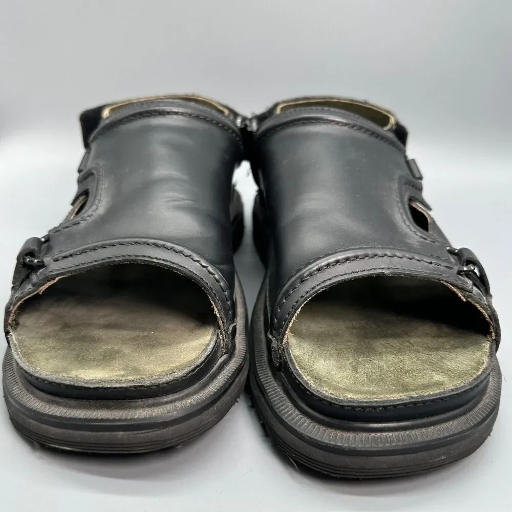 Dr. Martens Vintage Mens Size 12 Black Shoe Leather Sandal Hook and Loop Slip On